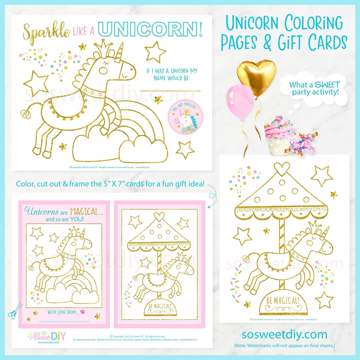 The Cutest Unicorn Coloring Pages Ever! | So Sweet DIY