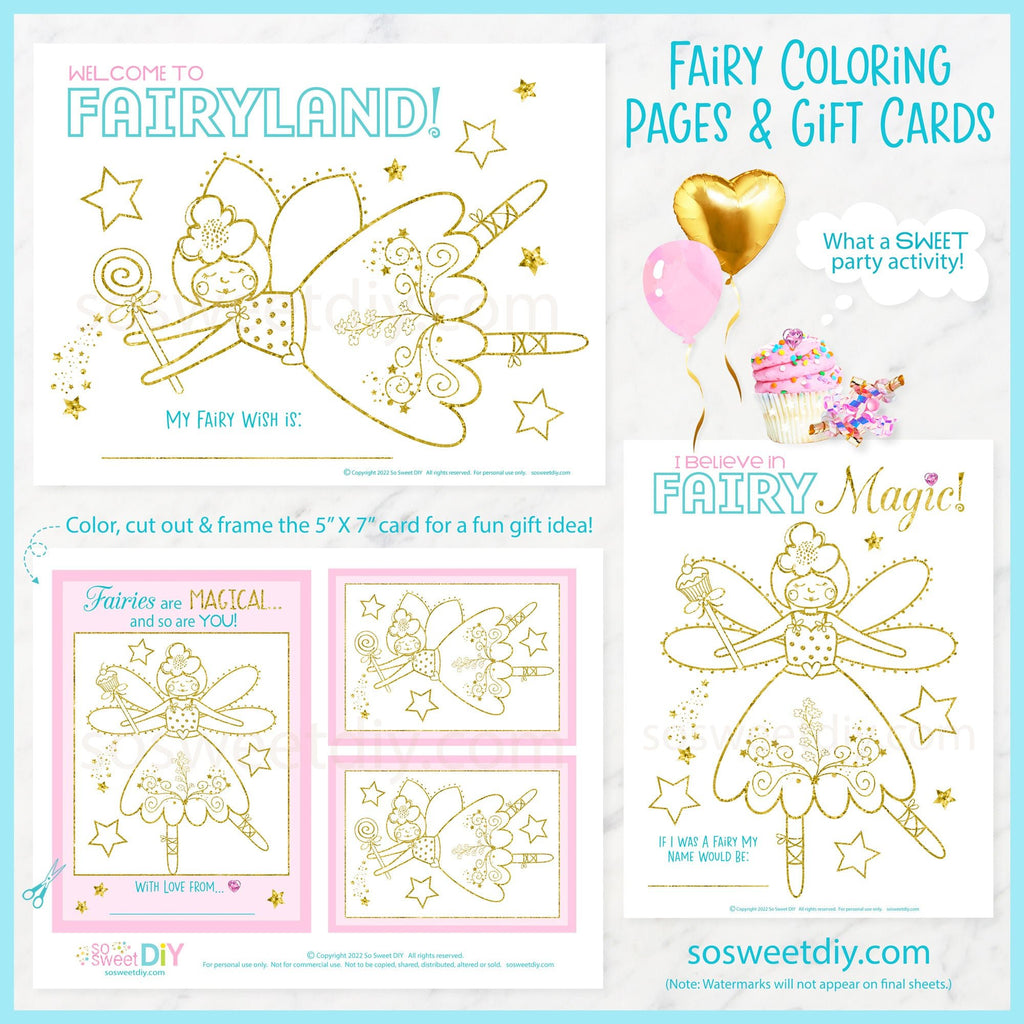 Fairy Coloring Pages Printable Set