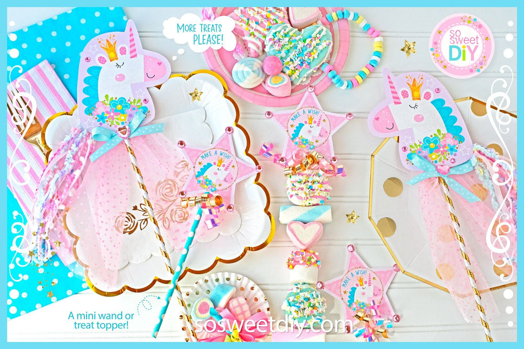 Unicorn Wands Party Favors Printable Kit