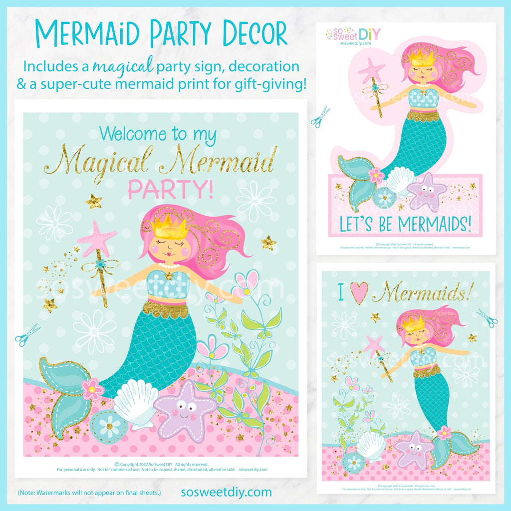 Mermaid Party Decor Printable Set