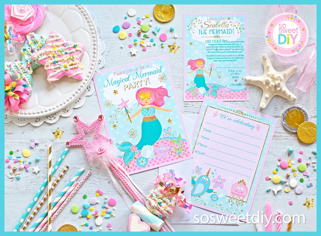 Mermaid Party Invitation Printable Kit