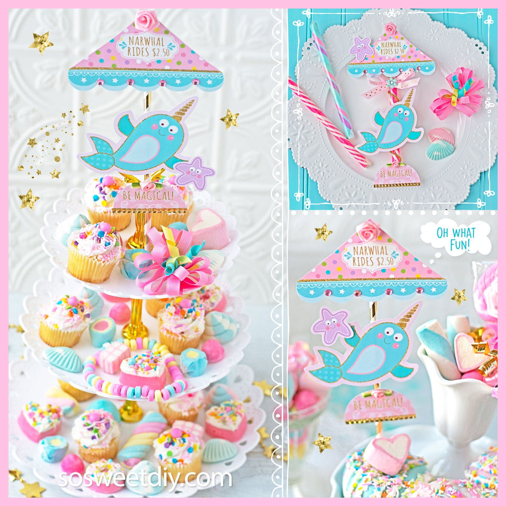 Narwhal Carousel Party Decoration Printable Kit