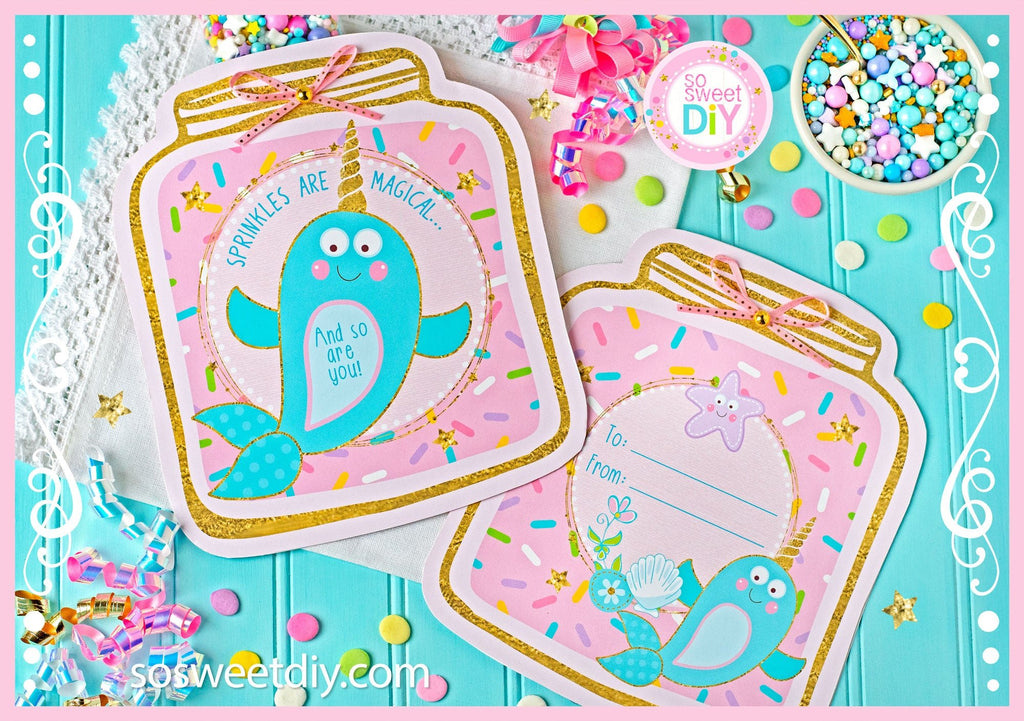 Narwhal Sprinkles Jar Party Favors Printable Kit