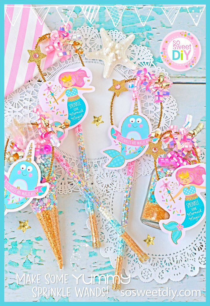 Mermaid and Narwhal Sprinkle Party Favors Printable Kit