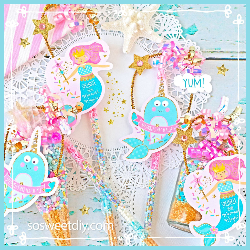 Mermaid and Narwhal Sprinkle Party Favors Printable Kit