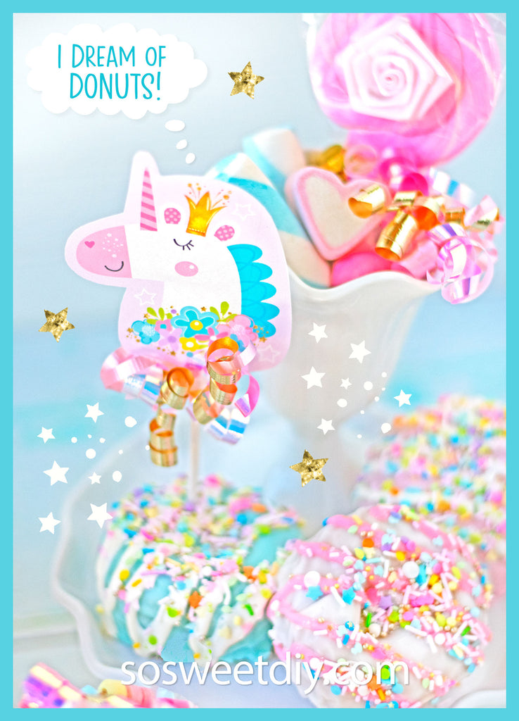 Unicorn Party Treat Toppers Printable Kit