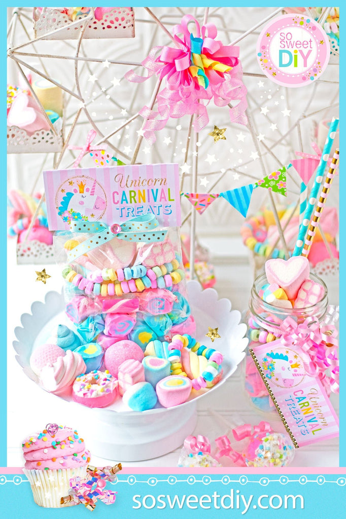 Unicorn Party Treat Toppers Printable Kit