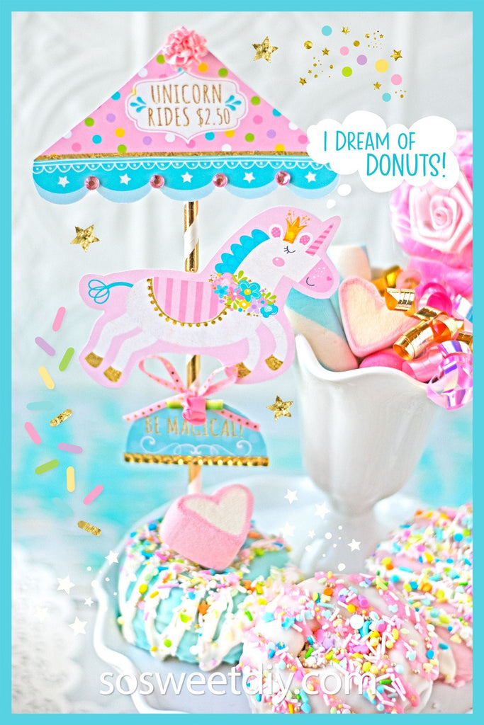 Unicorn Carousel Party Decoration Printable Kit