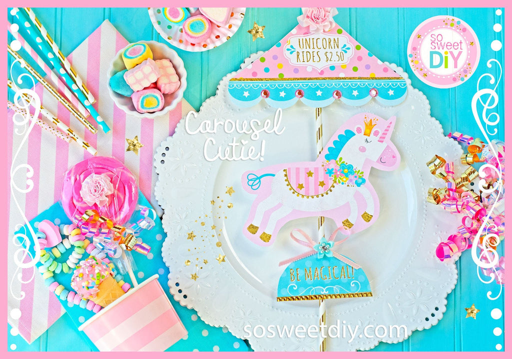 Unicorn Carousel Party Decoration Printable Kit