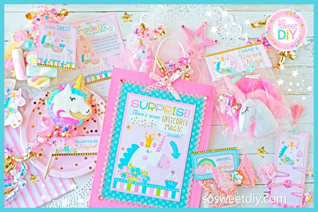 Unicorn DIY Party Favor Bag Printable Kit