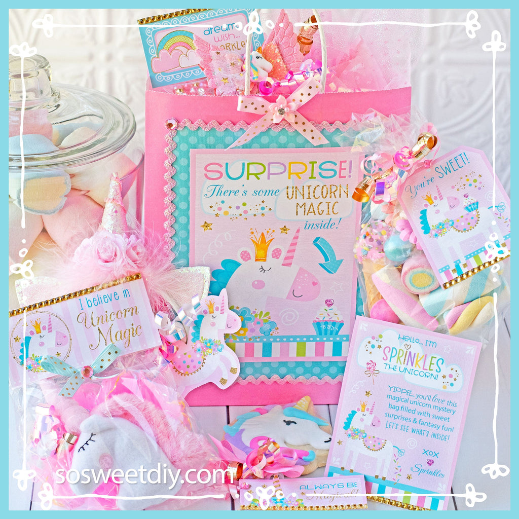 Unicorn DIY Party Favor Bag Printable Kit