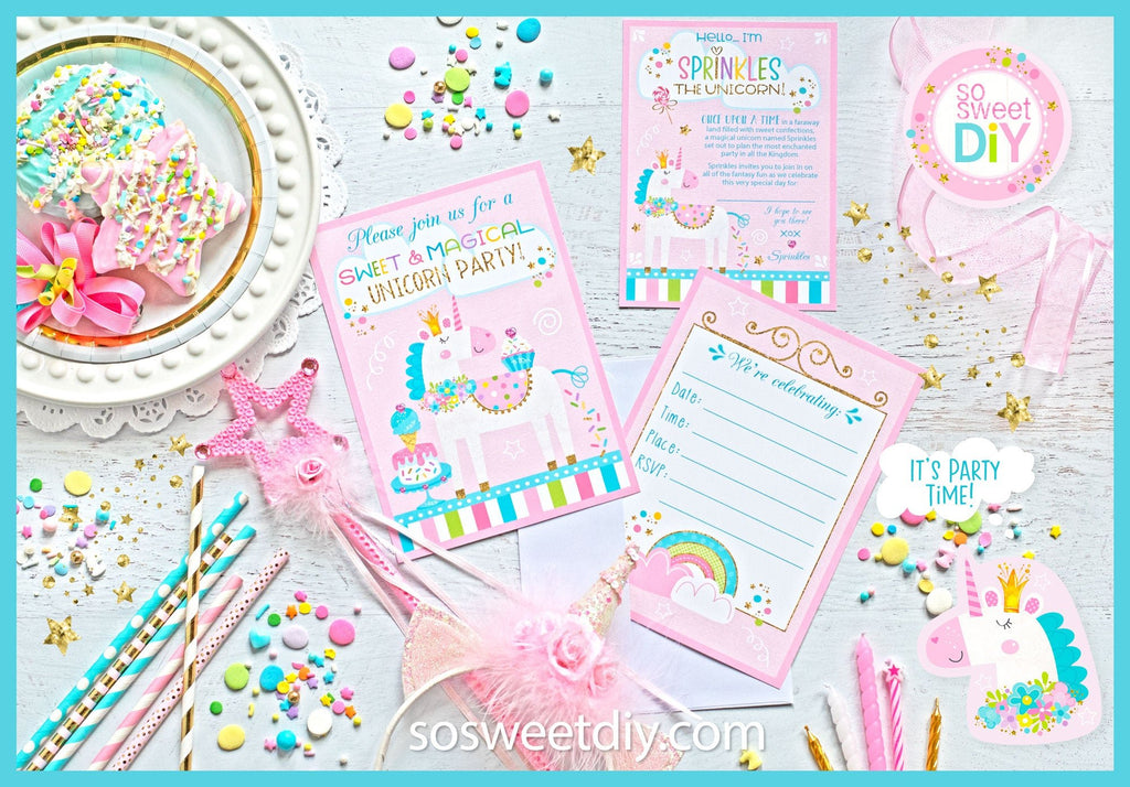 Unicorn Party Invitation Printable Kit