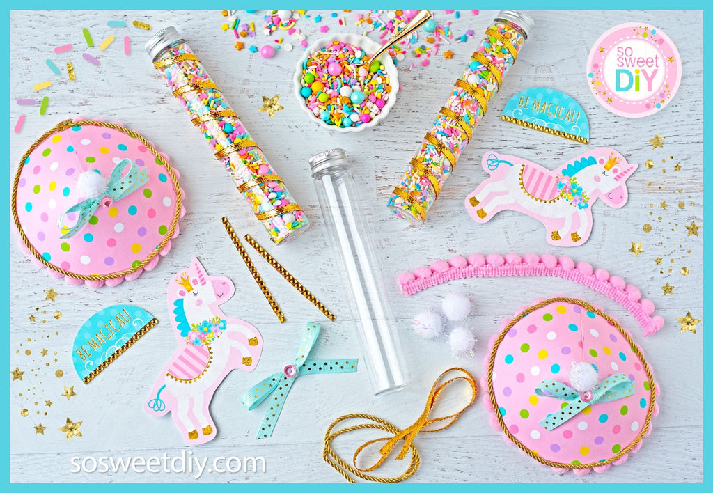 Unicorn Sprinkles Carousel Party Favor Printable Kit